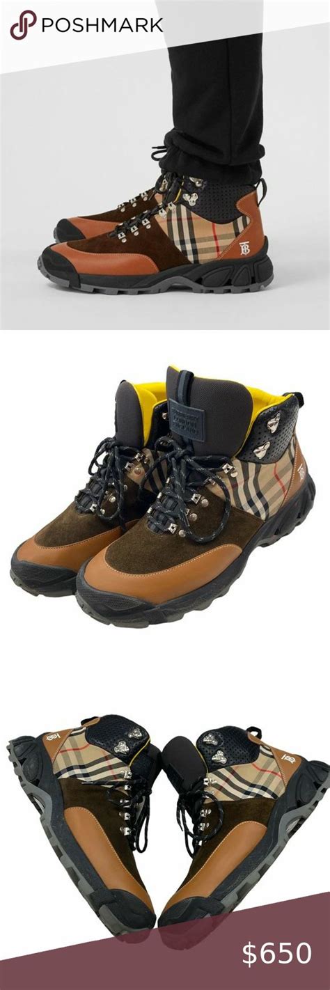 Burberry Men's Vintage Check/Leather Hiking Boots 